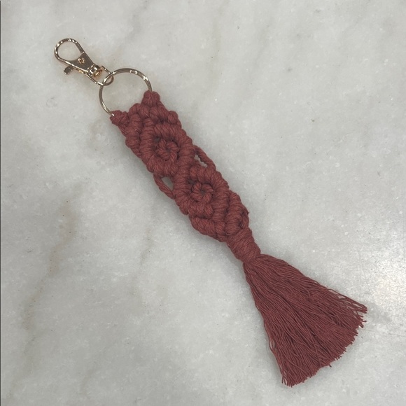 Handmade Accessories - Elegant Macramé Keychain in Rust